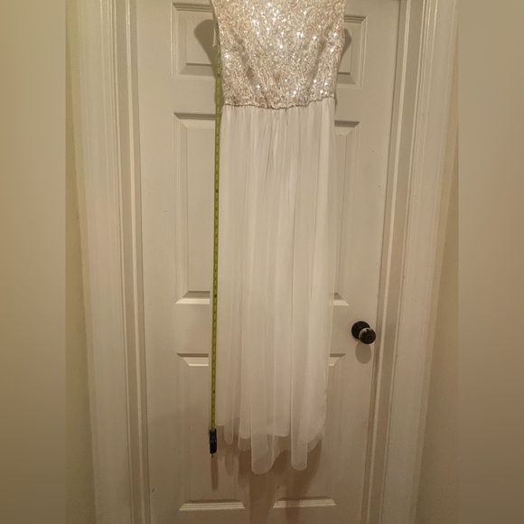Sequin Sleeveless Dress in Cream and Gold and Chiffon Bottom - Picture 10 of 10